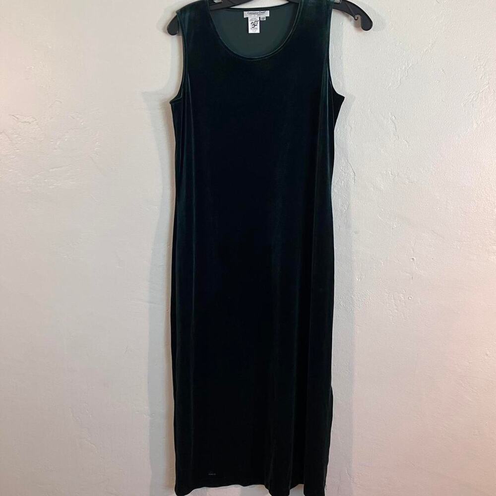 Coldwater Creek Forest Green velvet midi dress 14 Petite‎
